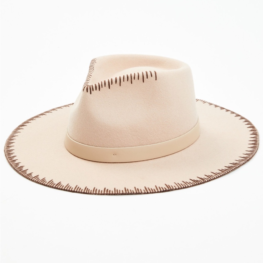 Boot Barn Shyanne Pinky Tan Embroidered Edge Western Fashion Flat Brim Hat OS